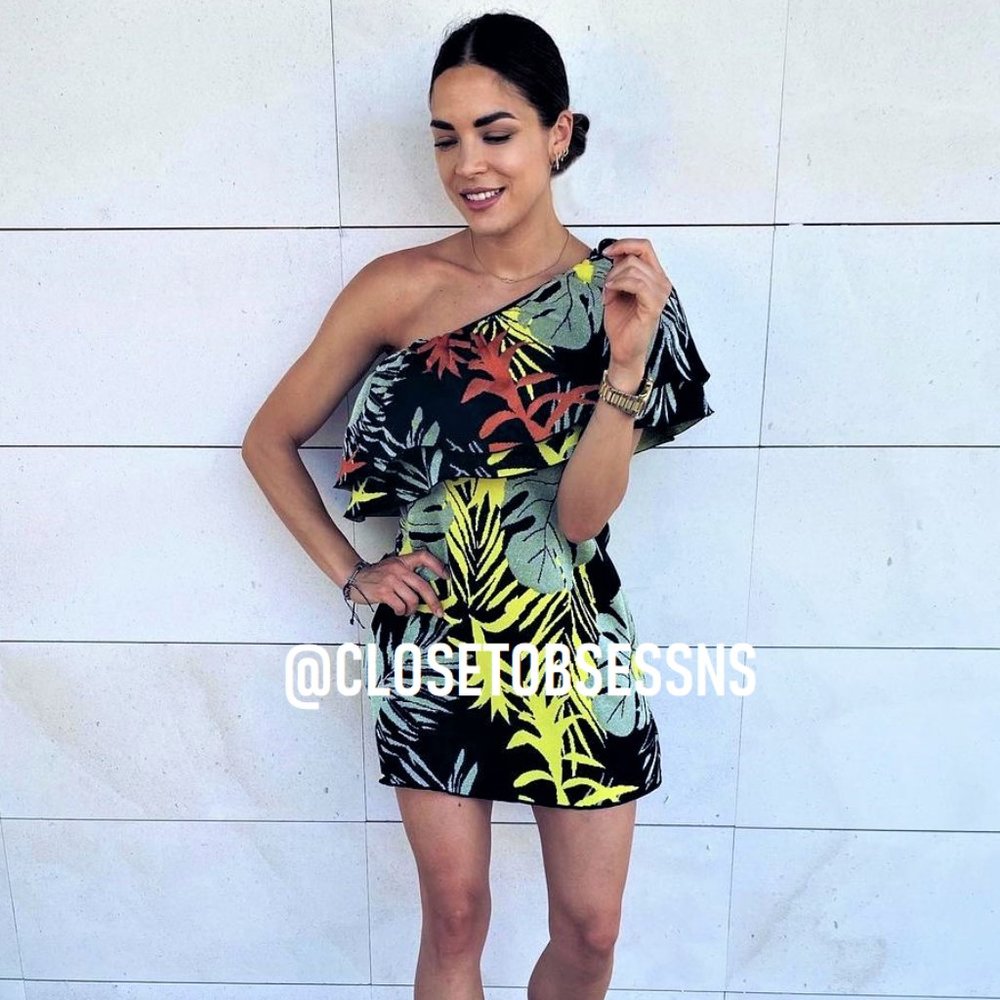 ZARA Ruffled Jacquard Short Dress*